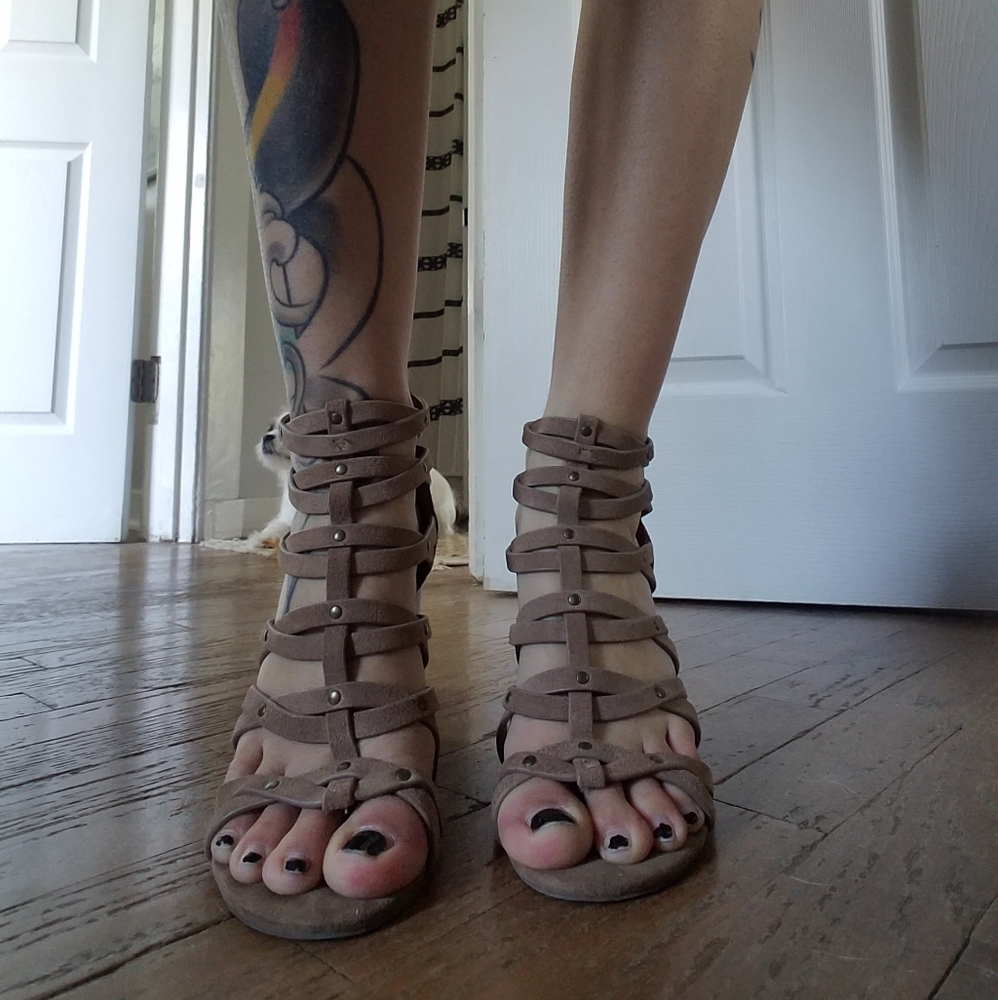 Beige summer heels
